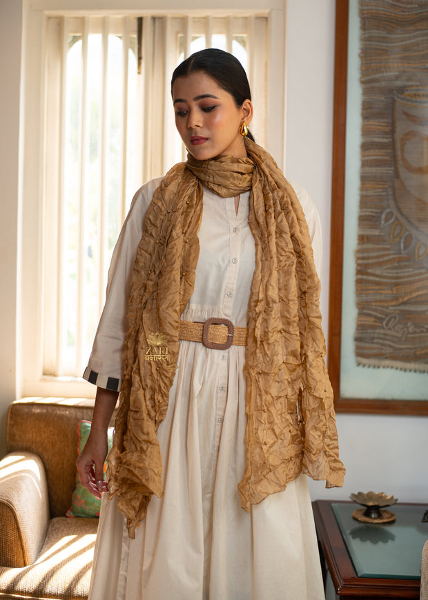 Golden Dune Beaded Silk Scarf (10701264158913)