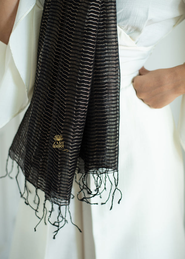 Glimmer Weave Noir Black Scarf (10701256884417)