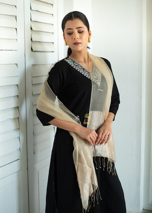 Luminous Off White Silk Scarf (10701256786113)