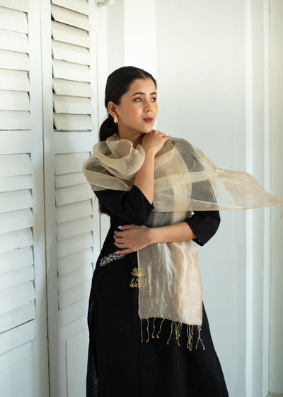Luminous Off White Silk Scarf (10701256786113)