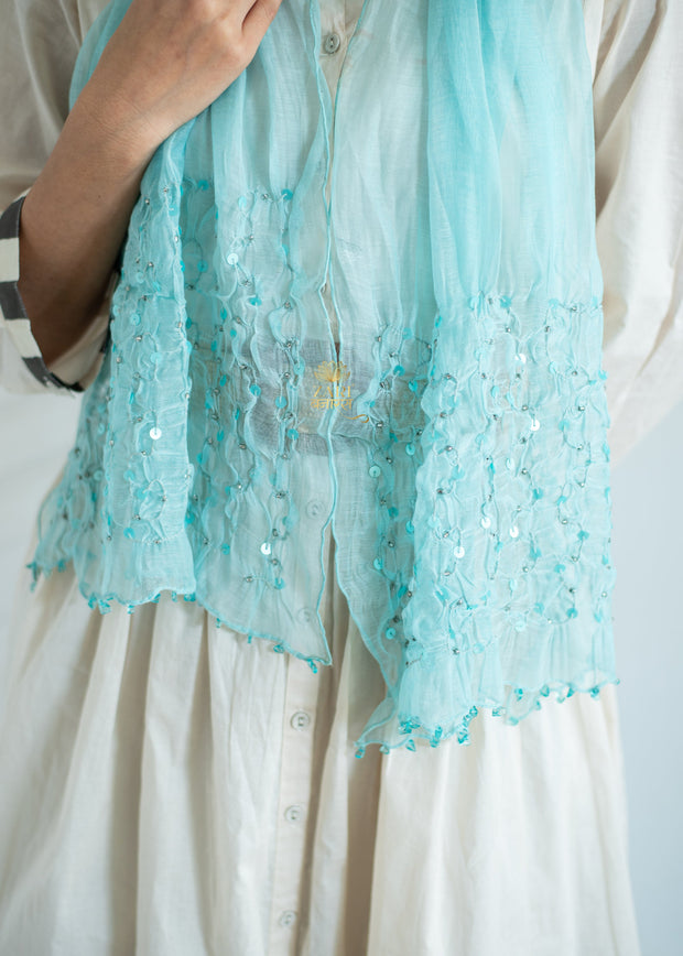 Aqua Sparkle Weave Scarf (10701255803073)