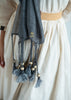 Graphite Beaded Tassel Grace Silk Scarf (10701255606465)