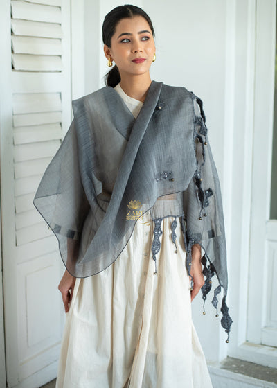 Shadow Thread Lace Grey Scarf (10701255114945)
