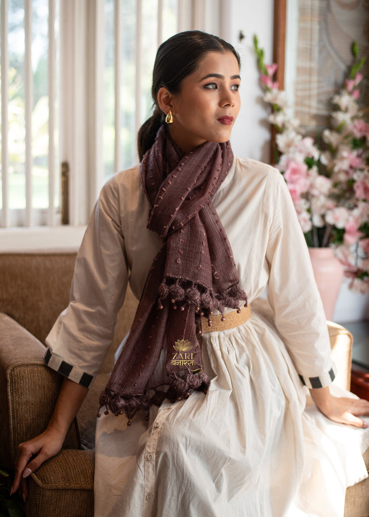 Mauve Embellished Edge Scarf (10701253902529)