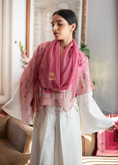 Fuchsia Floral Embroidered Scarf (10701253836993)