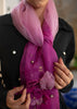Rose Dusk Ombre Applique Silk Scarf (10701263896769)