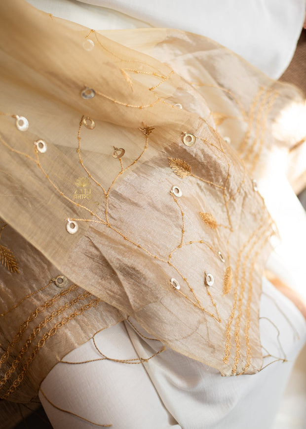 Beige Filigree Leaf  Scarf (10701253640385)