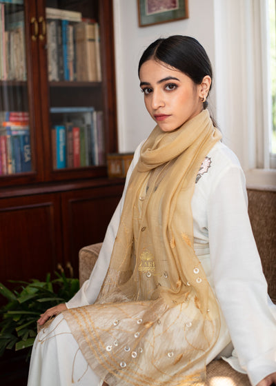 Beige Filigree Leaf  Scarf (10701253640385)