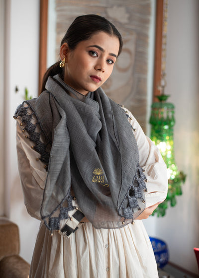 Slate Knot & Gleam Silk Scarf (10701252264129)