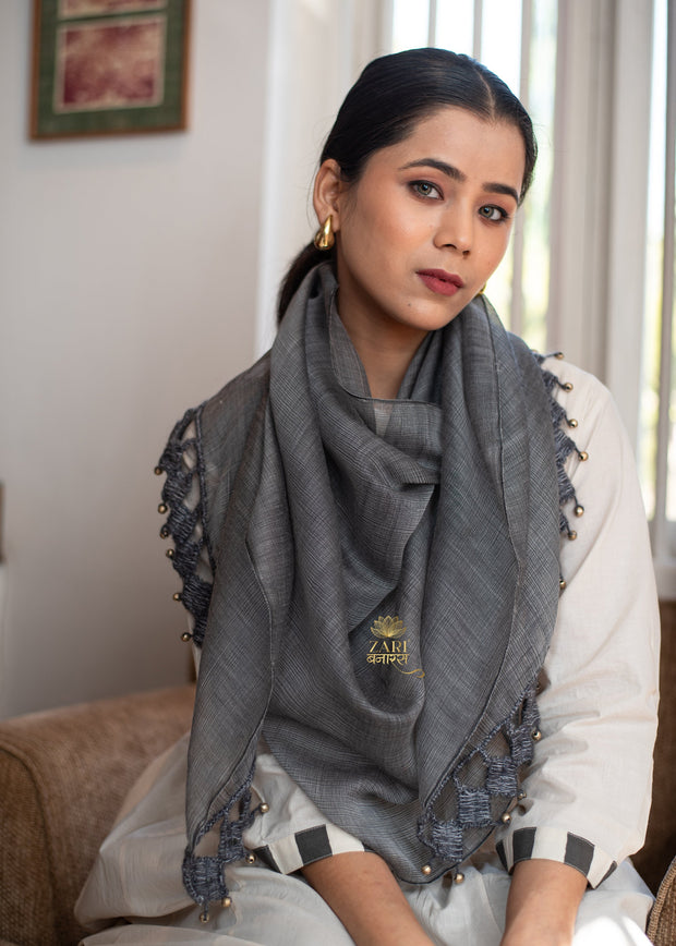 Slate Knot & Gleam Silk Scarf (10701252264129)
