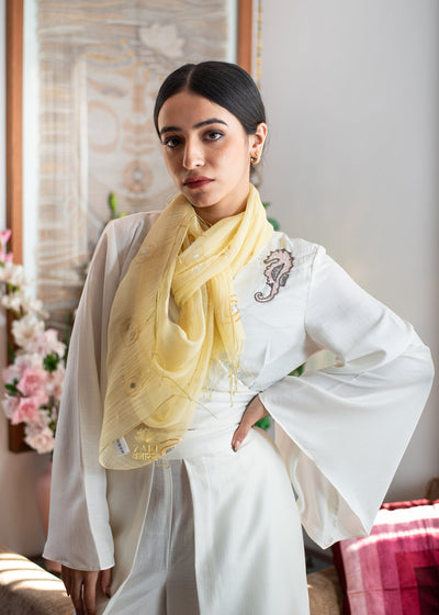 Sunlit Yellow Thread & Bead Scarf (10701251870913)