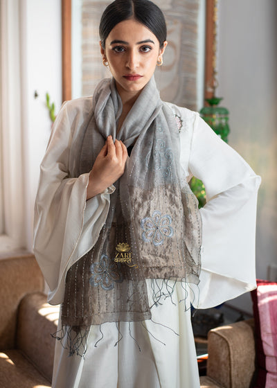 Sepia Bloom & Gleam Grey Scarf (10701251805377)