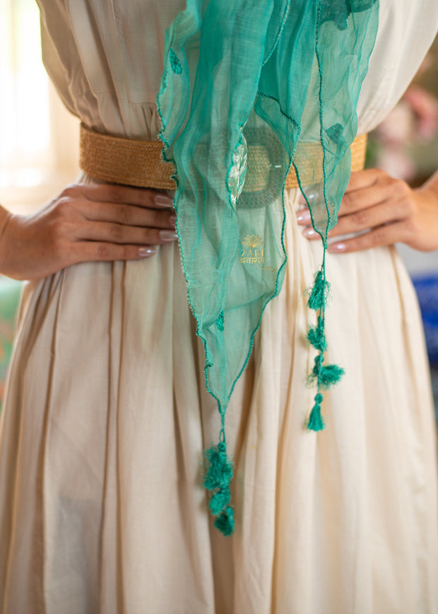 Verdant Leaf Appliqué Scarf (10701263798465)