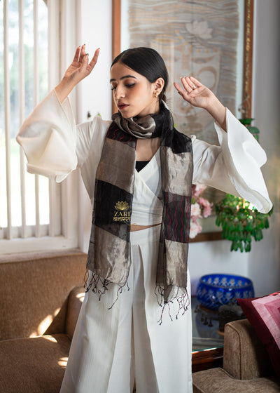 Black & Grey Red Thread Scarf (10701251313857)