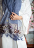Purple Bloom Embroidery Silk Metalised Scarf (10701250822337)
