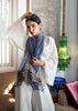 Purple Bloom Embroidery Silk Metalised Scarf (10701250822337)