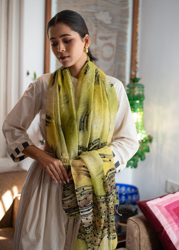 Mustard Black Dot Scarf (10701250527425)