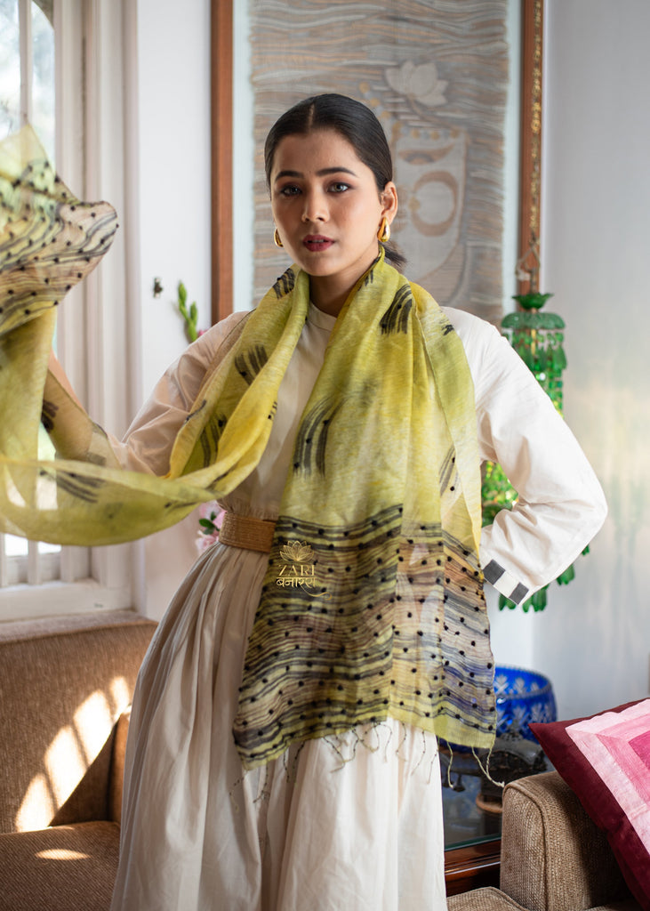 Mustard Black Dot Scarf (10701250527425)