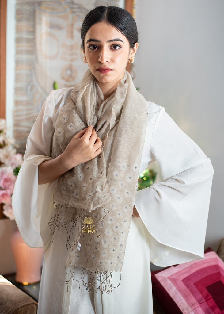 Beige Floral Dot Scarf (10701250429121)