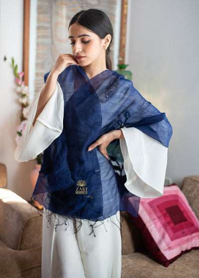 Deep Blue Embroidered Scarf (10701250232513)