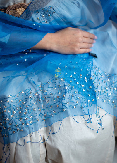Azure Floral Thread Scarf (10701250101441)