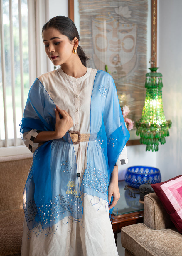 Azure Floral Thread Scarf (10701250101441)