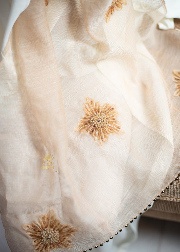 Delicate Floral Cream Scarf (10701249085633)