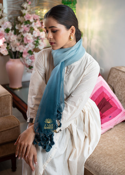Ombre Deep Aqua Tassel Scarf (10701248921793)