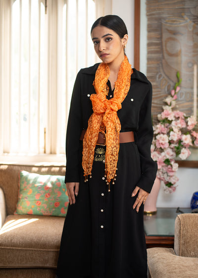 Amber Leopard Beaded Silk Scarf (10701263634625)