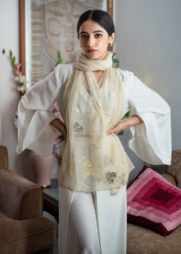 Whispered Gold Silk Scarf (10701247807681)