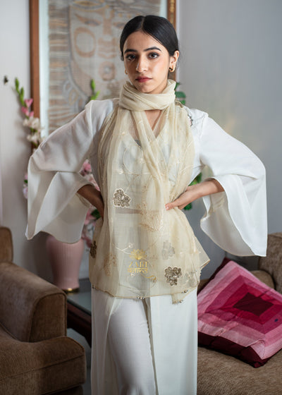 Whispered Gold Silk Scarf (10701247807681)