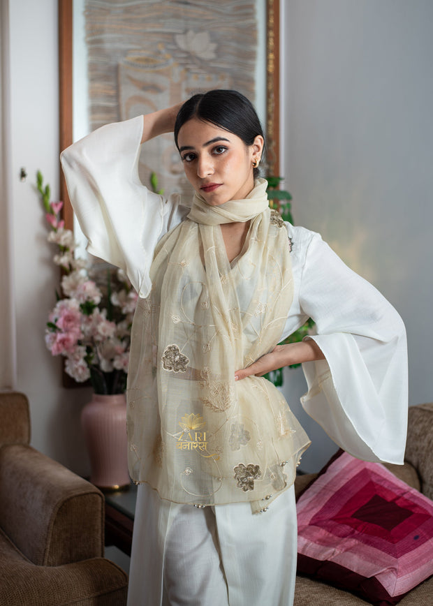 Whispered Gold Silk Scarf (10701247807681)