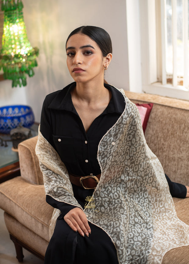 Stone Leopard Beaded Silk Scarf (10701263569089)