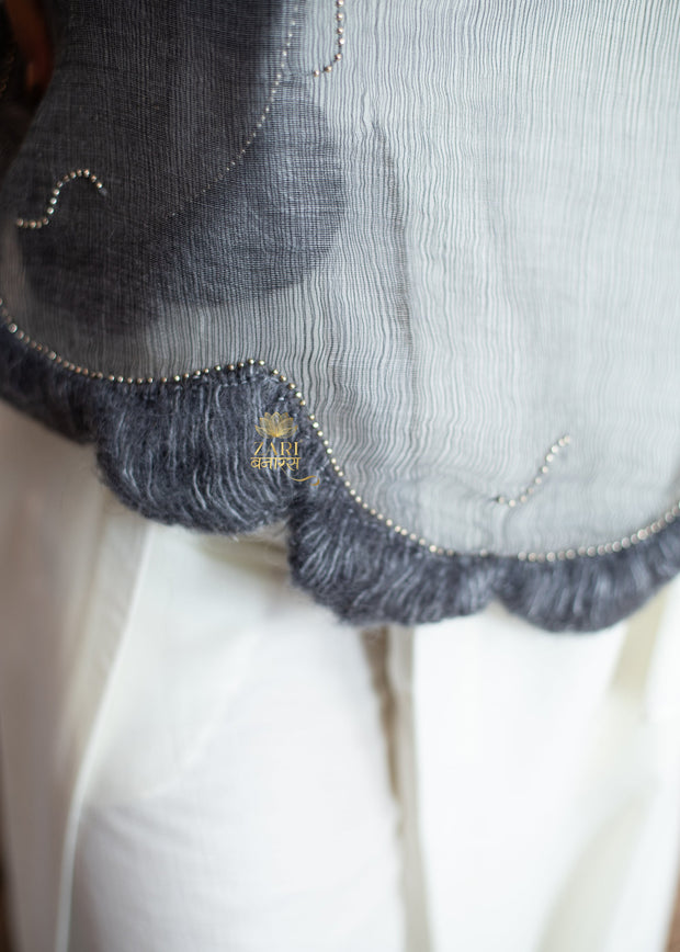 Graphite Thread Silk Scarf (10701247709377)