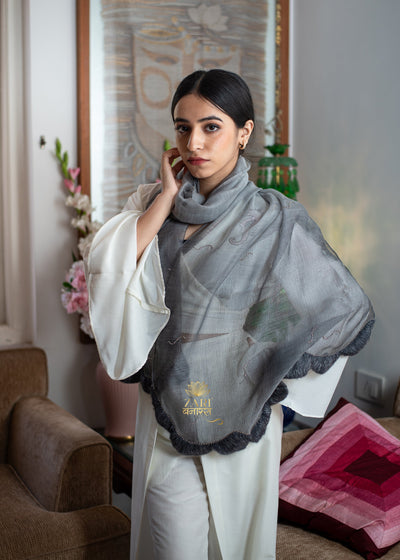 Graphite Thread Silk Scarf (10701247709377)