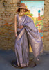 Plum Lavender Woven Tusser Silk Saree
