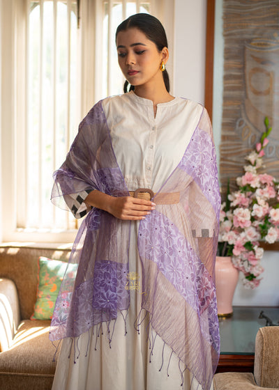 Lavender Dusk Metal Yarn Silk Scarf (10701263372481)