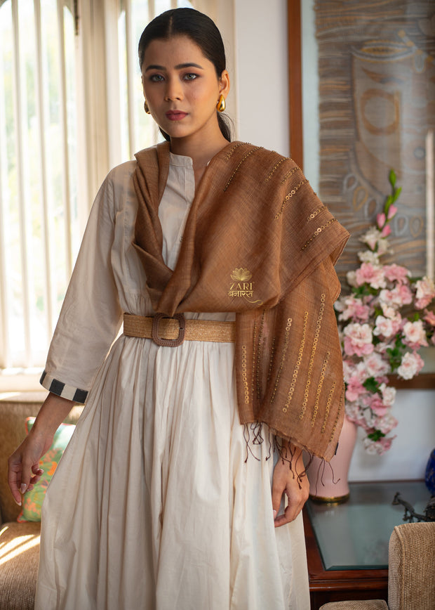 Bronze Thread Sequin Scarf (10701263077569)