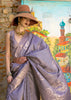 Plum Lavender Woven Tusser Silk Saree