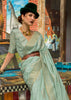 Pastel Green Woven Tusser Silk Saree