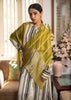 Olive and Gold Diagonal Metallised Yarn Scarf (10701262487745)