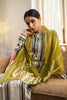 Olive and Gold Diagonal Metallised Yarn Scarf (10701262487745)