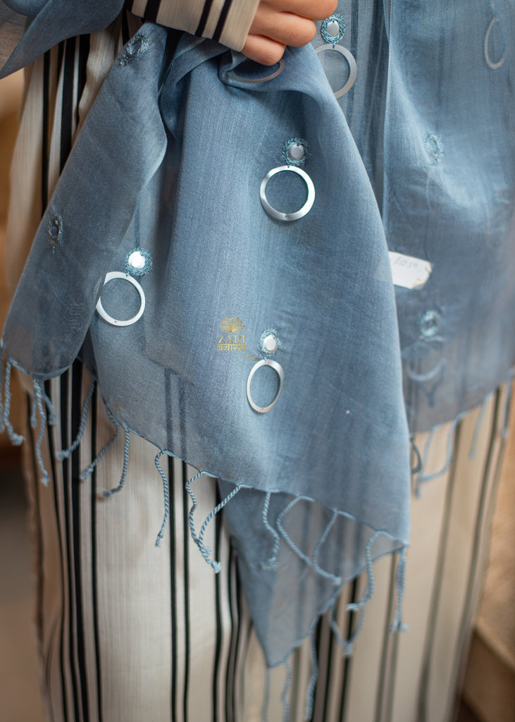 Silken Drift Grey Ring Detail Scarf (10701262291137)