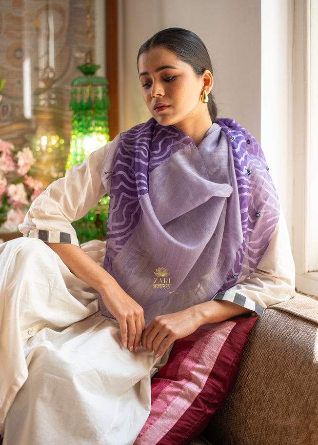 Purple Ombre Trace Silk Scarf (10701262160065)