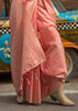 Coral Pink Woven Tusser Silk Saree