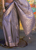Plum Lavender Woven Tusser Silk Saree