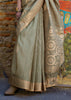 Argent Grey Woven Tusser Silk Saree