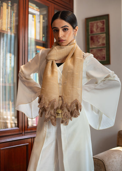Earthen Beige Silk Scarf (10701261734081)