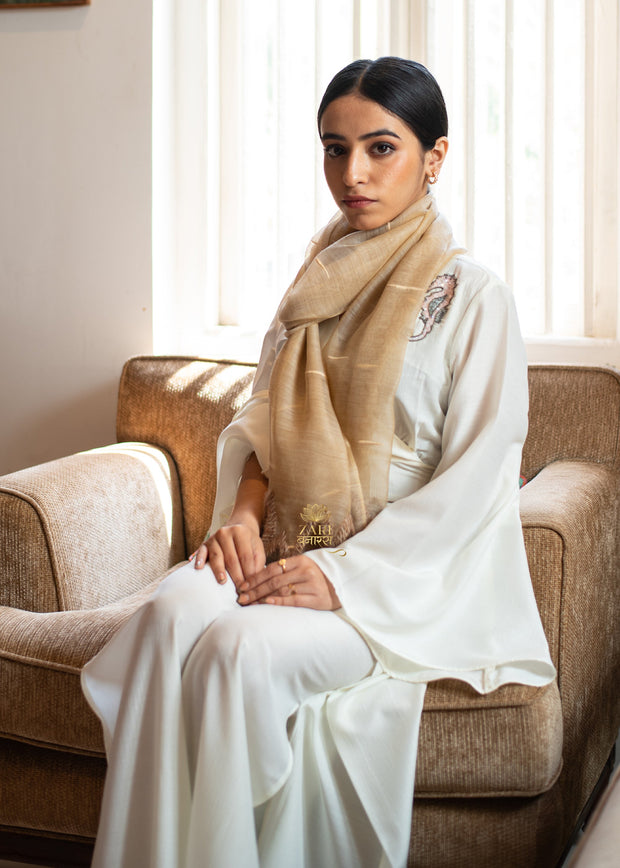 Earthen Beige Silk Scarf (10701261734081)