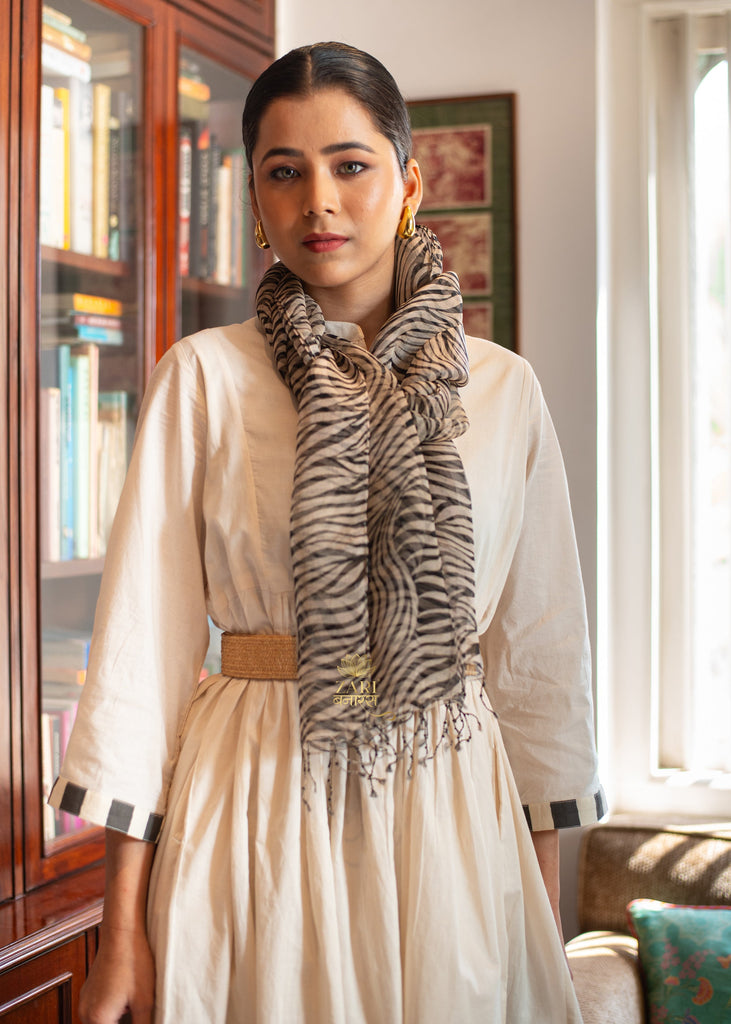 Black And White Graphite Flow Silk Scarf (10701261668545)